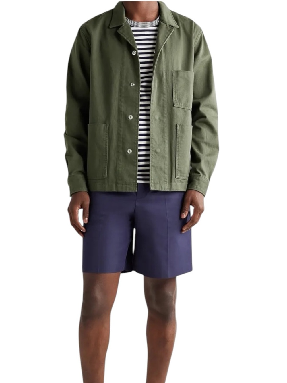 FRAME Cotton-Twill Men’s Chore Workwear Jacket ‘Riffle Green’ snap closure | XL